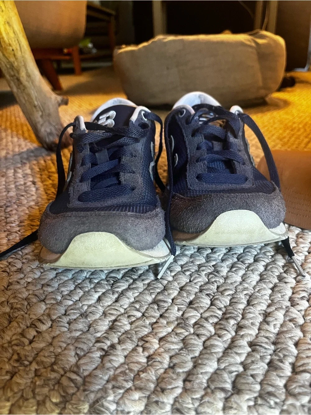 New Balance Dark Navy Lace-Up Sneakers with Cream Midsole